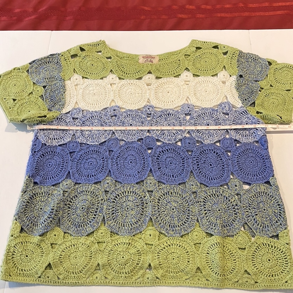 Fiorlini International (By Giorgio Fiorlini) Ladies Crochet Blue & Green Top - Picture 8 of 11